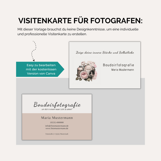 Visitenkarte für Boudoirfotografen - edel und feminin