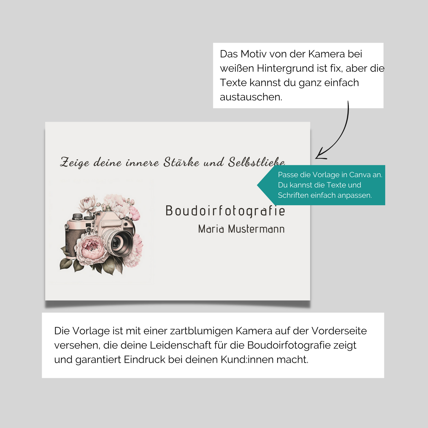 Visitenkarte für Boudoirfotografen - edel und feminin