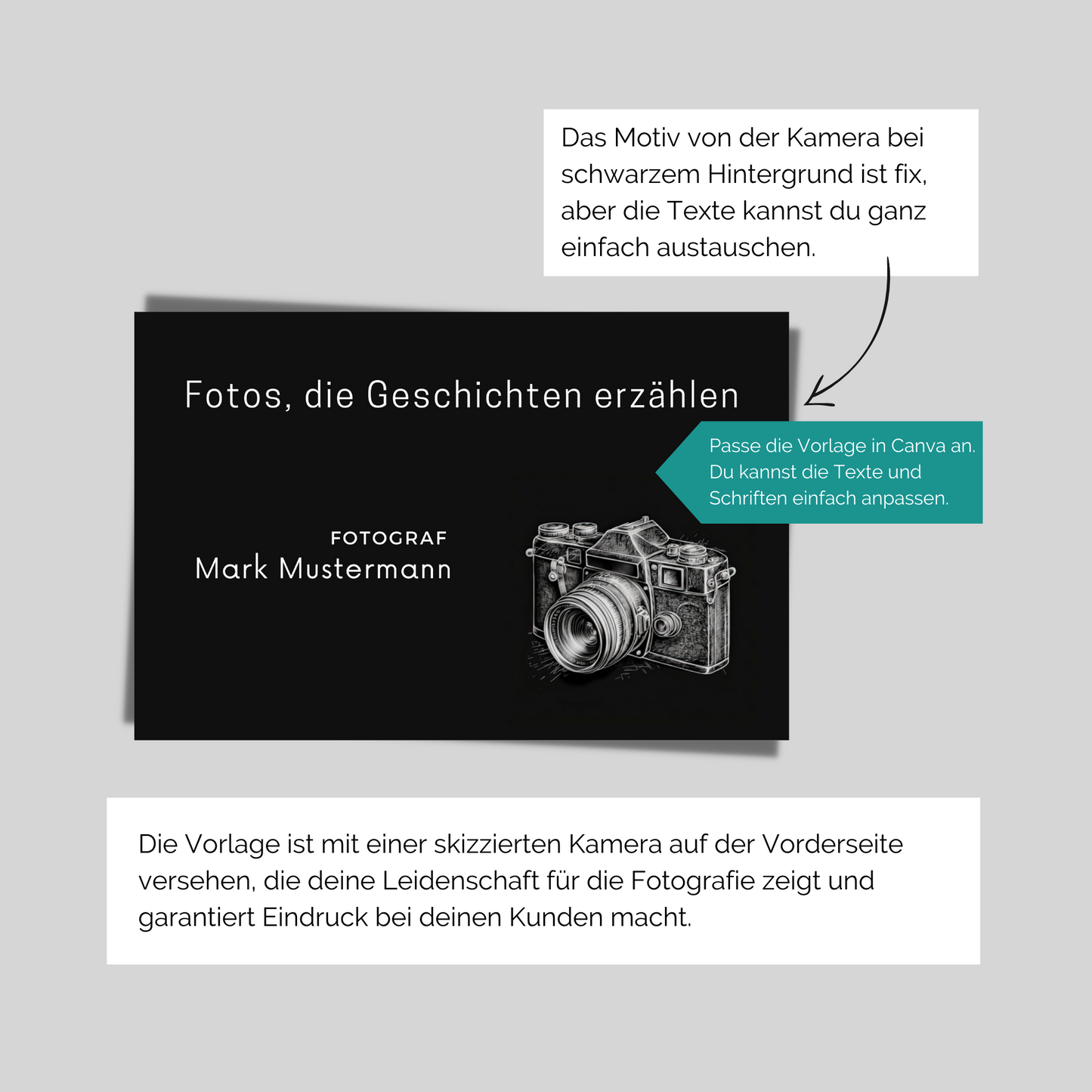 Visitenkarte für Fotografen - klassisch und neutral